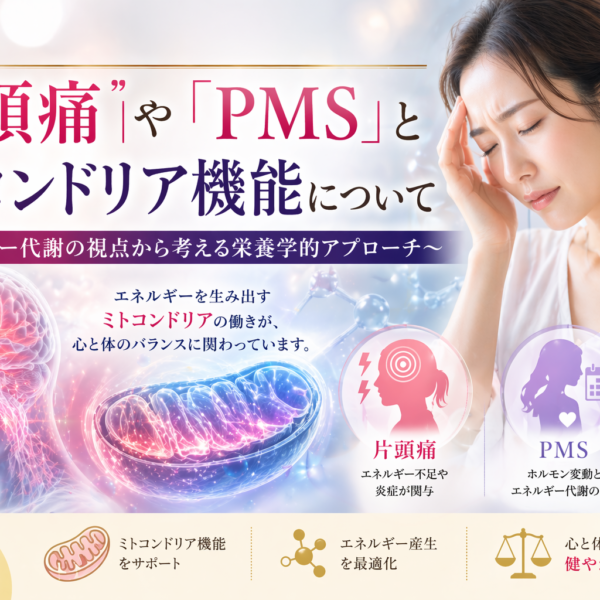 つらい「片頭痛」や「PMS」とミトコンドリア機能にについて～エネルギー代謝の視点から考える栄養学的アプローチ～